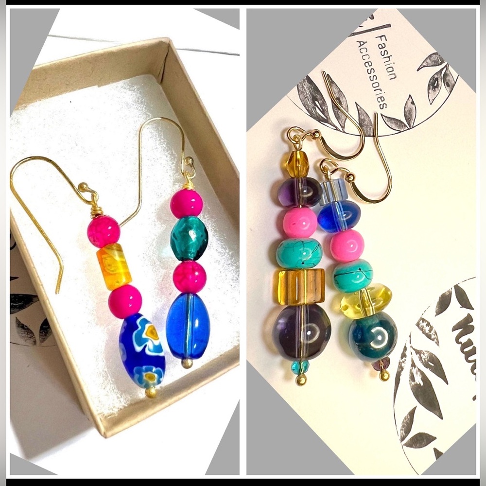 New! Glass “Asymmetrical” earrings
